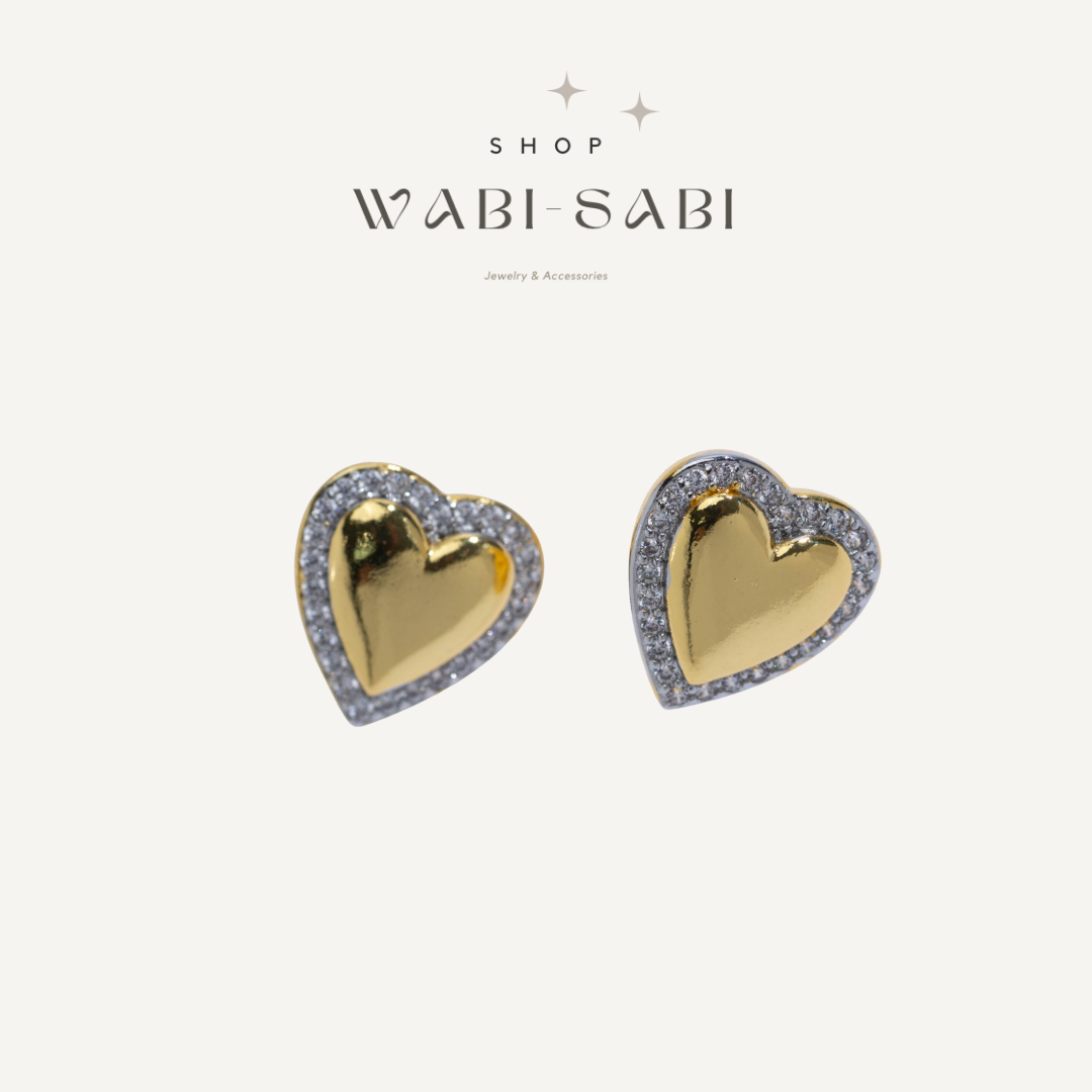Two Tone Heart Earrings