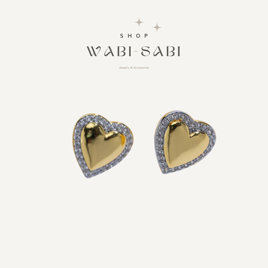 Two Tone Heart Earrings