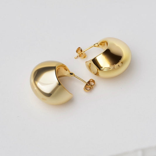 Sleek Gold Crescent Earrings