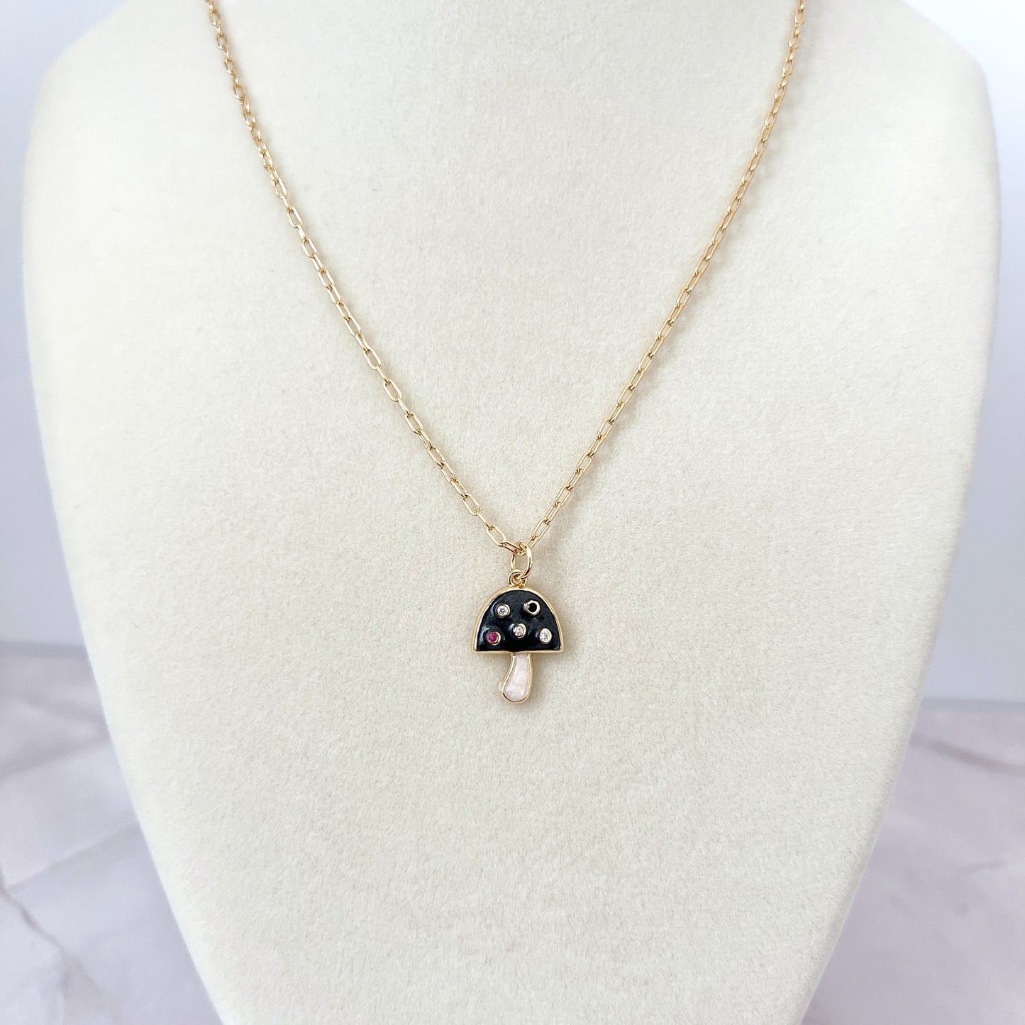 Mini Black Mushroom Necklace