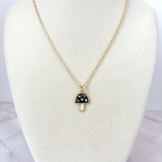 Mini Black Mushroom Necklace